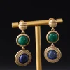 Popular Vintage Patinated Court - style Color - block Earrings