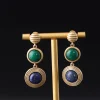 Popular Vintage Patinated Court - style Color - block Earrings