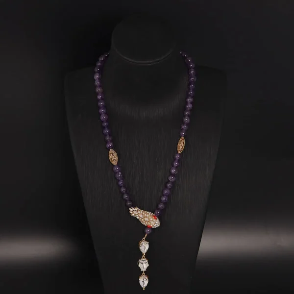 Vintage-style Colored Natural Stone Necklace
