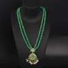 Green Colored Glass Vintage Pendant Necklace