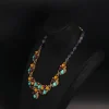 Exquisite Vintage Colored Glass Inlaid Natural Stone Necklace