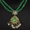 Green Colored Glass Vintage Pendant Necklace