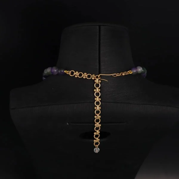 Exquisite Vintage Colored Glass Inlaid Natural Stone Necklace