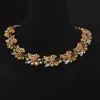 Gorgeous Vintage - Style Flower - Embellished Colored Collar Necklace