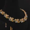 Gorgeous Vintage - Style Flower - Embellished Colored Collar Necklace