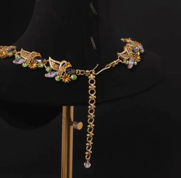 Gorgeous Vintage - Style Flower - Embellished Colored Collar Necklace