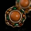Enamel - Coated Earrings with Yellow Natural Stones