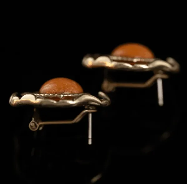 Enamel - Coated Earrings with Yellow Natural Stones