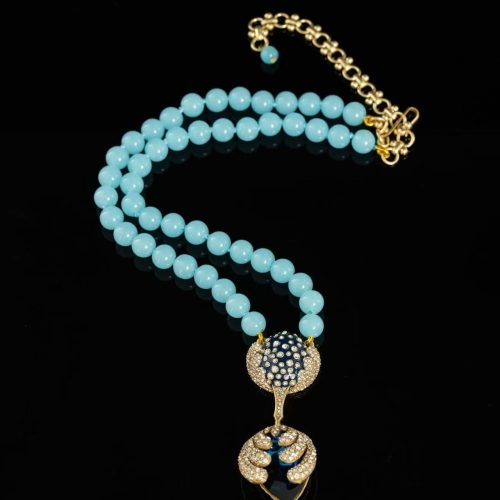 Exquisite Turquoise - Beaded Necklace with Ornate Pendant