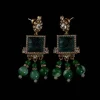 Vintage - Style Emerald Tassel Earrings