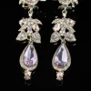 Purple Crystal Pendant Earrings