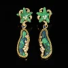 Green - Toned Irregular - Shaped Drop Earrings