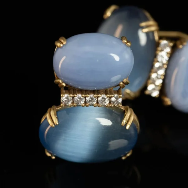 Blue Cat's Eye Stone Earrings