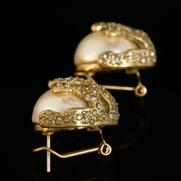 Vintage - Inspired Pearl & Rhinestone Earrings