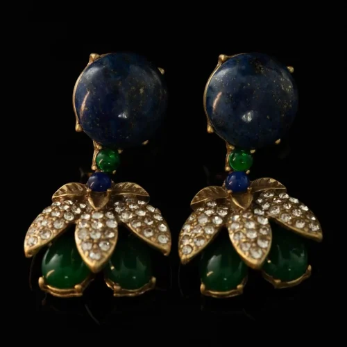 Green Natural Stone Drop Earrings