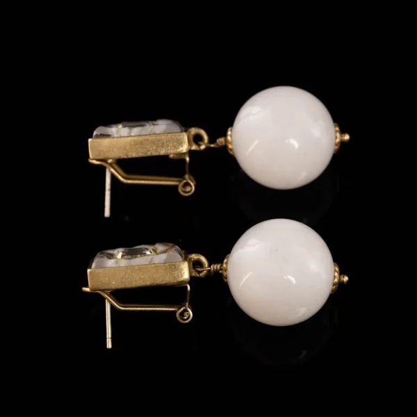 Brass - Alloy Earrings with Natural Stones