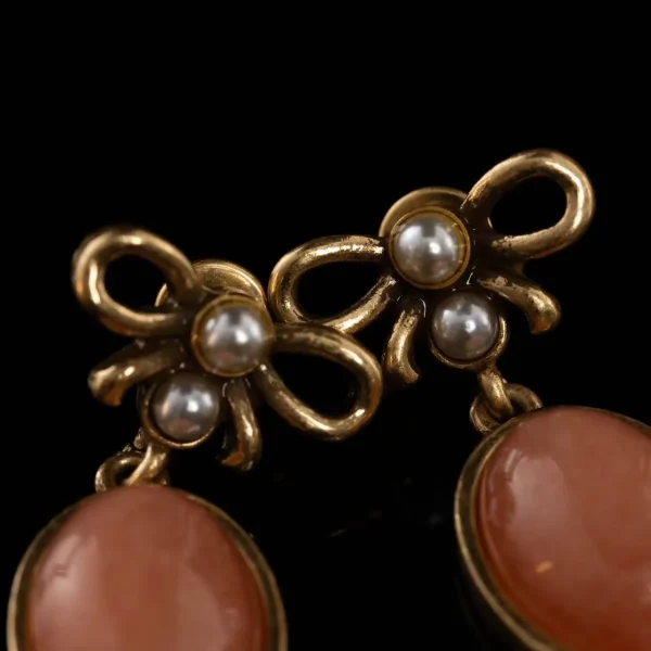Vintage - Inspired Natural Stone Bow Earrings