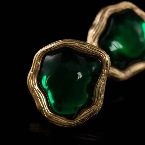 Natural Green Stone Earrings