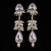 Purple Crystal Pendant Earrings