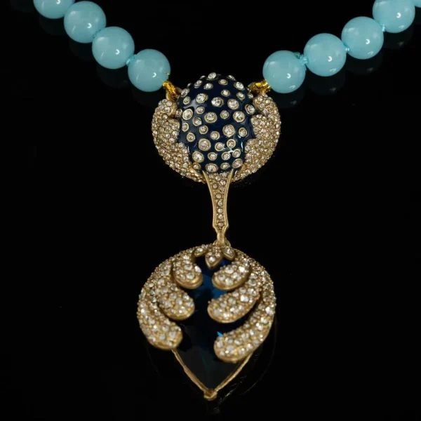 Exquisite Turquoise - Beaded Necklace with Ornate Pendant