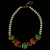 Vintage - Inspired Colorful Irregular Stones Necklace