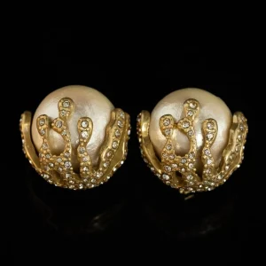 Regal Vintage - style Gilt - Copper Conch Shell Earrings