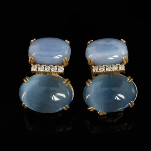 Blue Cat's Eye Stone Earrings
