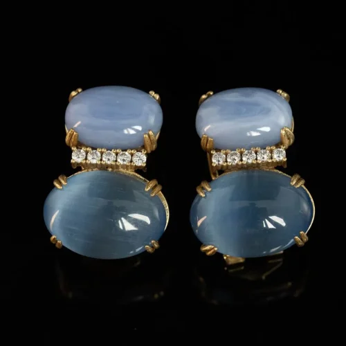 Blue Cat's Eye Stone Earrings