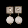 Brass - Alloy Earrings with Natural Stones