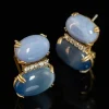 Blue Cat's Eye Stone Earrings