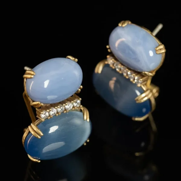Blue Cat's Eye Stone Earrings