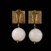 Brass - Alloy Earrings with Natural Stones