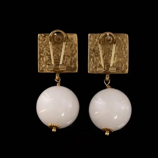 Brass - Alloy Earrings with Natural Stones