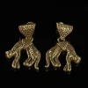 Gold - Toned Vintage Leopard Earrings