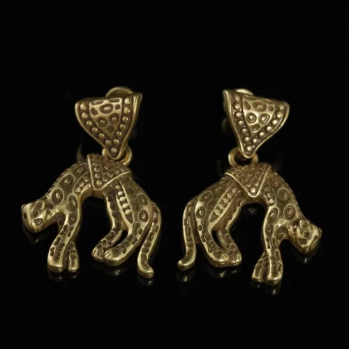 Gold - Toned Vintage Leopard Earrings