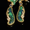 Green - Toned Irregular - Shaped Drop Earrings