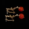 Floral - Motif Gold - Tone Red Earrings