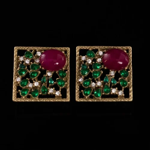 Green Crystals and Natural Stones Earrings