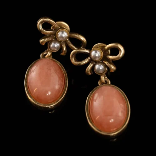Vintage - Inspired Natural Stone Bow Earrings