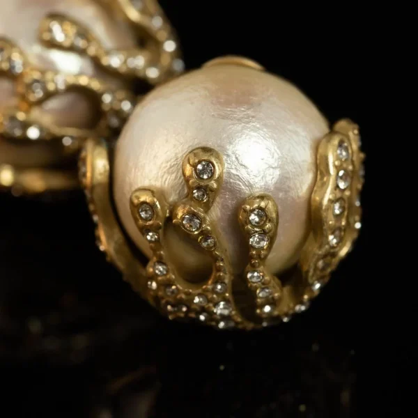 Vintage - Inspired Pearl & Rhinestone Earrings