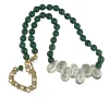 Emerald - Green Natural Stone and Pearl Necklace