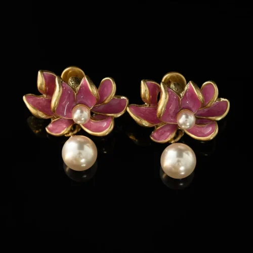 Vintage Knit - Inspired 3D Lotus Earrings