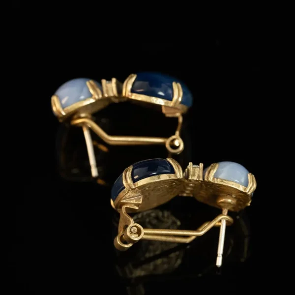 Blue Cat's Eye Stone Earrings