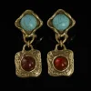 Copper Alloy Diamond - Shaped Earrings