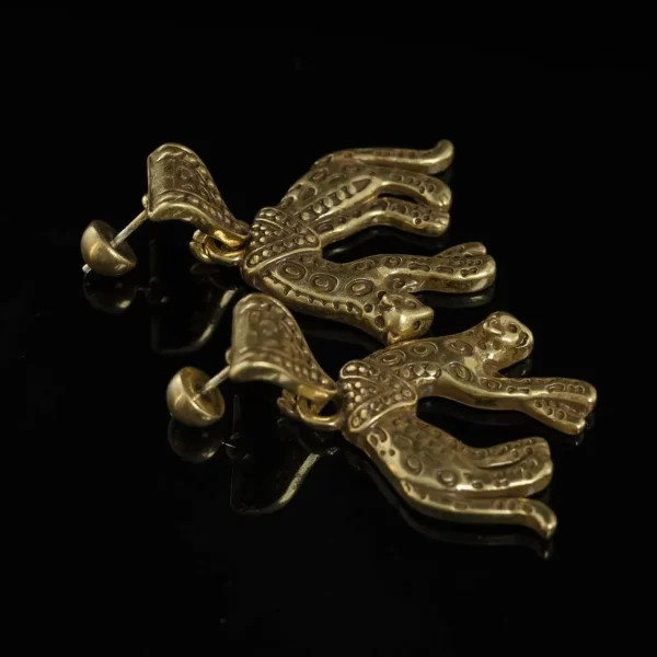 Gold - Toned Vintage Leopard Earrings