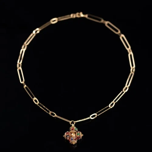 Fusion of Elegance Cross Brooch Necklace