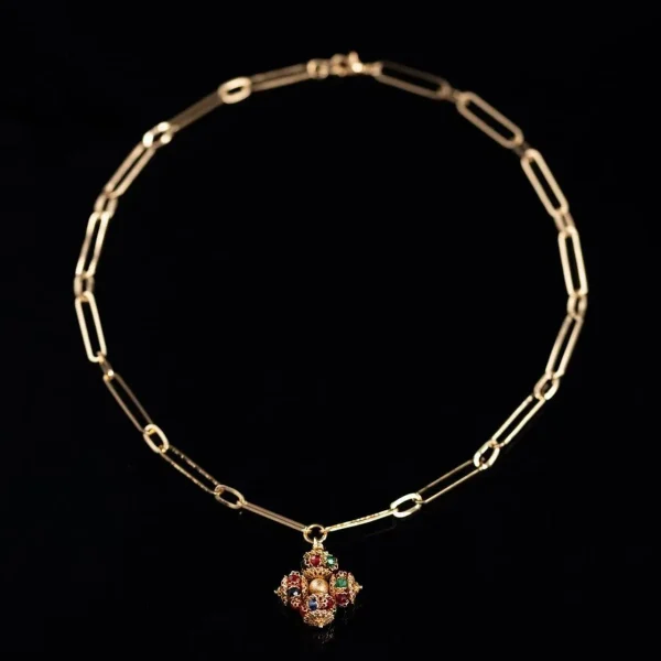 Fusion of Elegance Cross Brooch Necklace