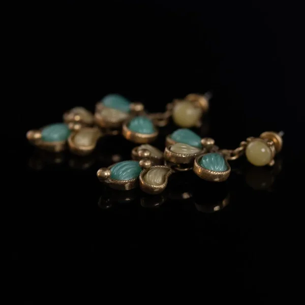 Vintage Copper - Alloy Earrings with Colorful Petal Motifs