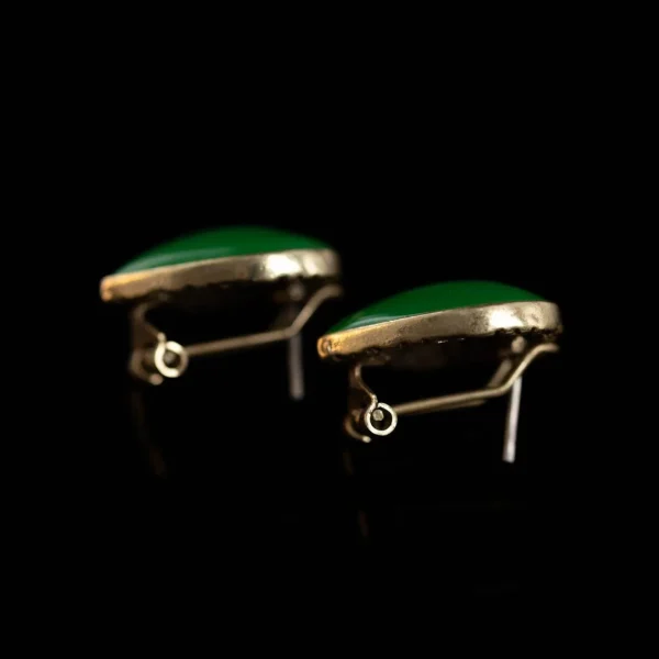 Vintage Gold - Green Heart - Shaped Earrings