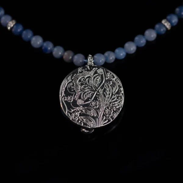 Vintage Distressed Natural Stone Beaded Pendant Necklace